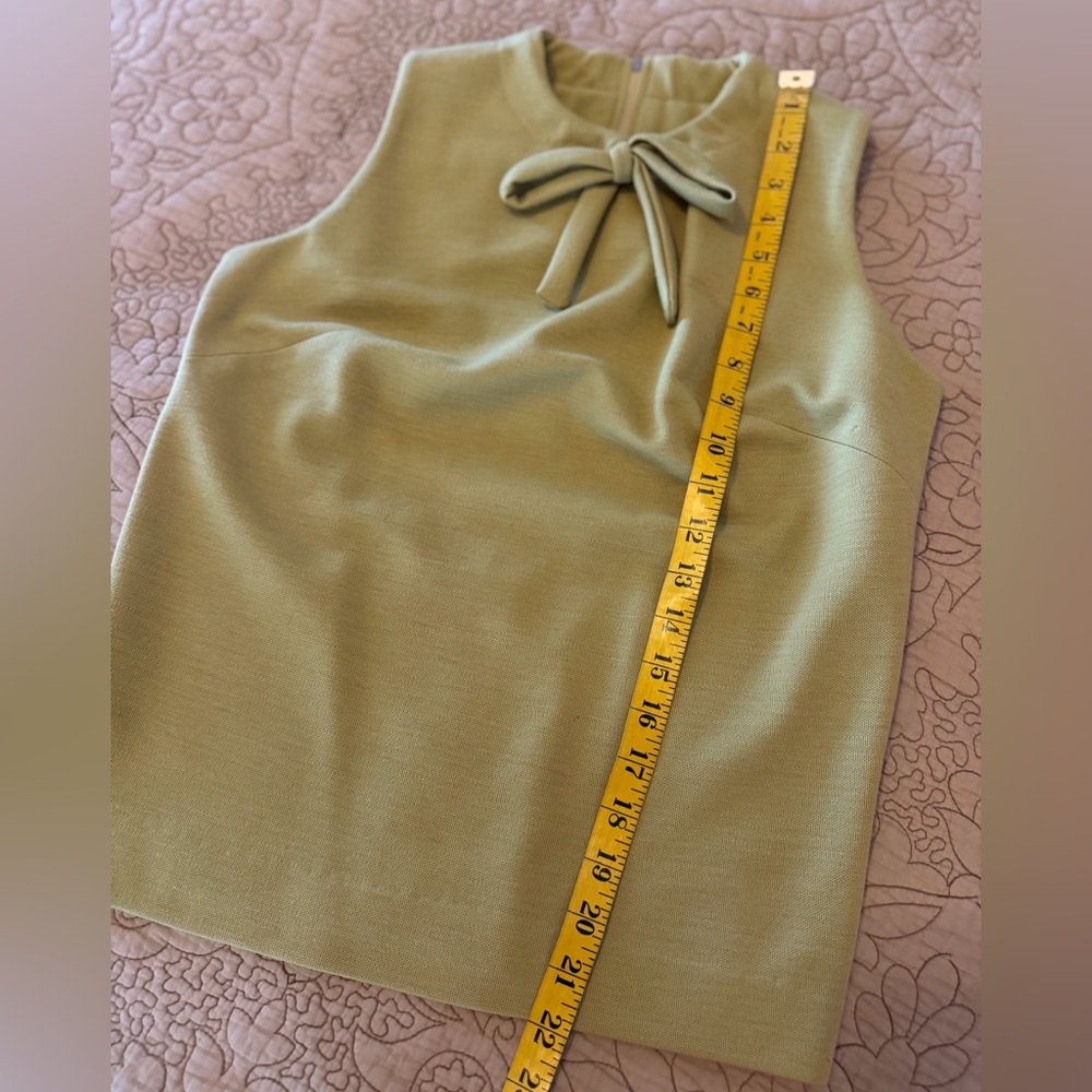 Vintage 60s Mod Olive Green 100% Wool Sleeveless Top, Made in England, Size S - Picture 7 of 12